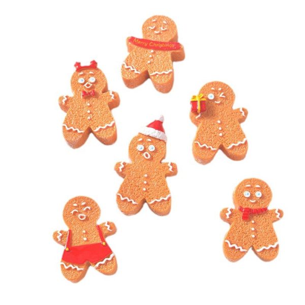 15pcs/Christmas Cute Gingerbread Man DIY Cartoon Christmas Resin Accessories - 图片 4