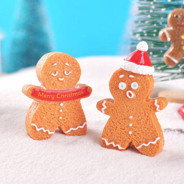 15pcs/Christmas Cute Gingerbread Man DIY Cartoon Christmas Resin Accessories - 图片 2