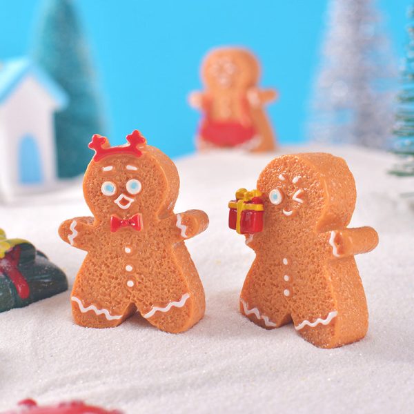 15pcs/Christmas Cute Gingerbread Man DIY Cartoon Christmas Resin Accessories